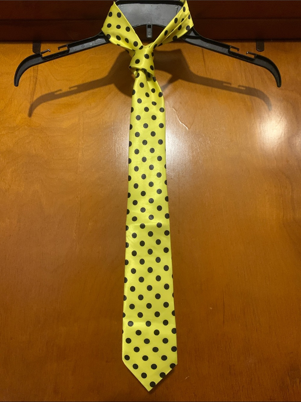 NWOT No Label Yellow and Black Polka Dot Tie